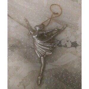 Pottery Barn Kids Glitter Ballerina  Silver  Ornament 2016